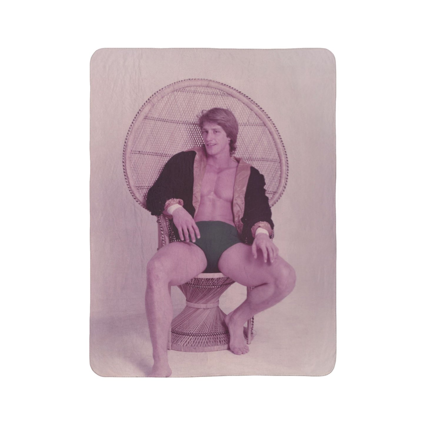 Kevin in Wicker Chair Sherpa Blanket