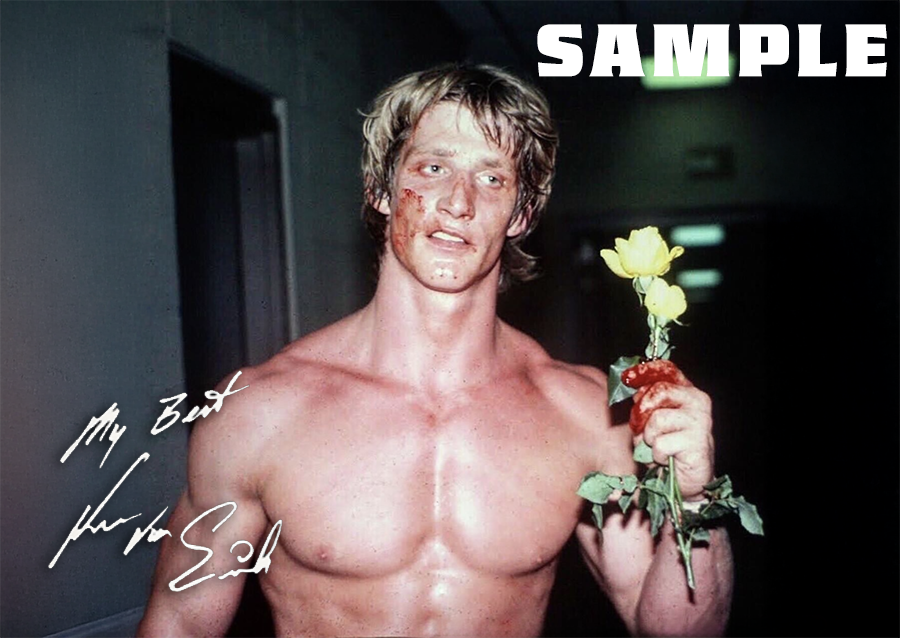Autographed / Signed Kevin Von Erich With Yellow Rose 8x10