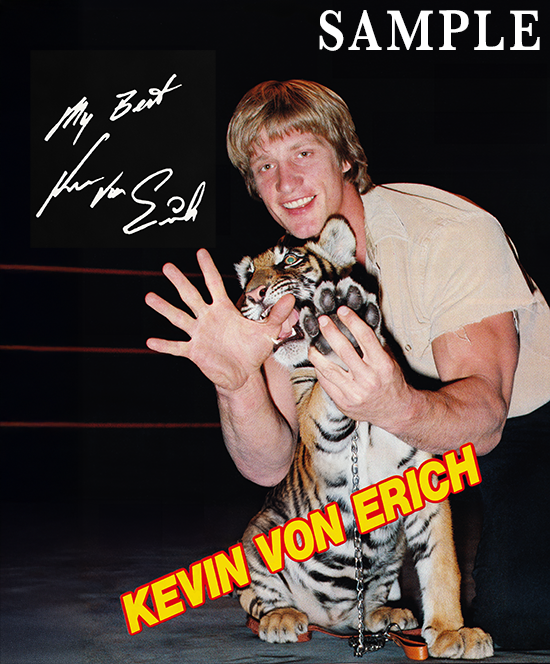 Autographed Kevin Von Erich With Tiger Cub 8x10