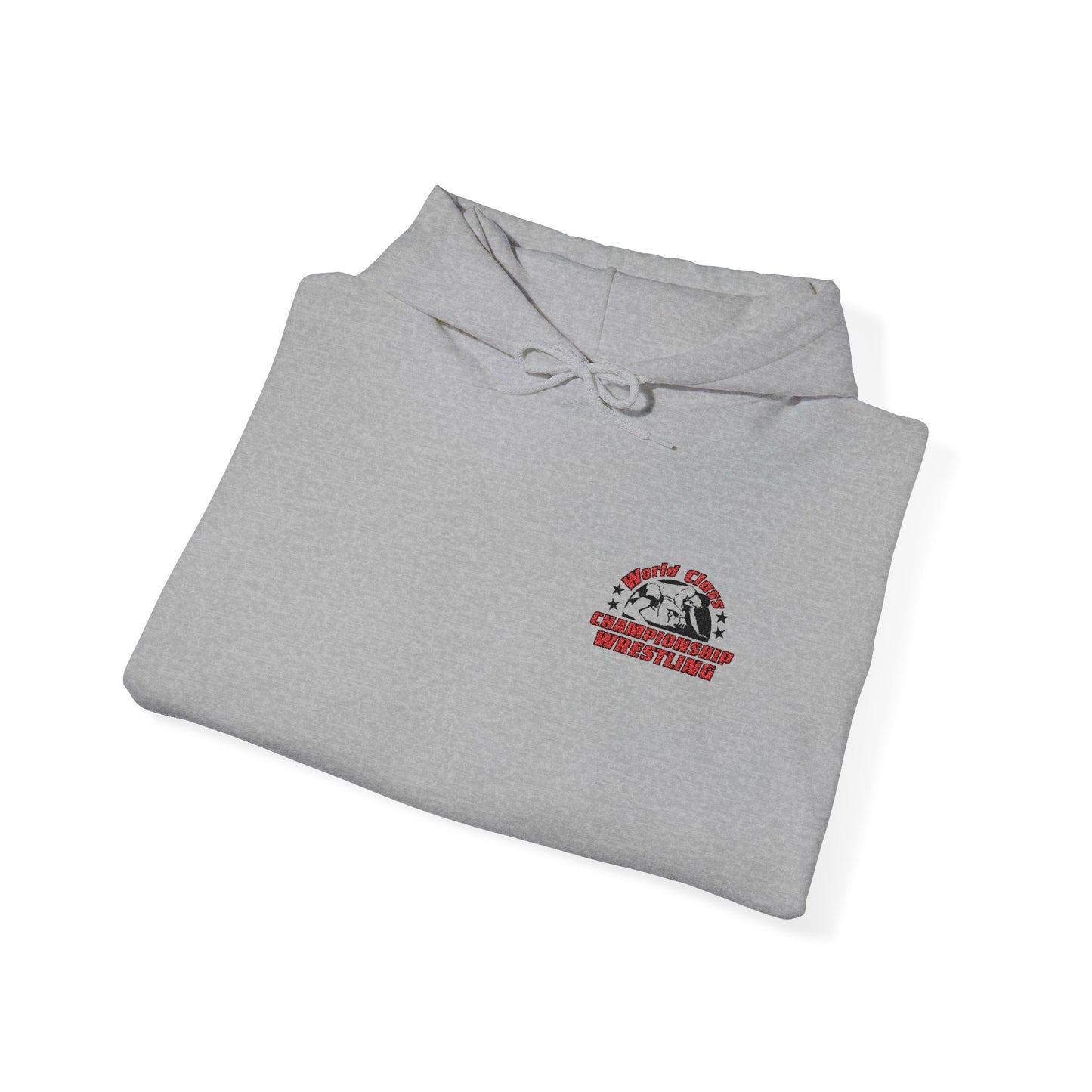 WCCW Embroidered Logo Unisex Heavy Blend Hooded Hoodie Sweatshirt. White / Sport Gray