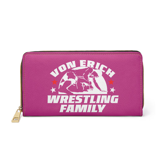 Von Erich Wrestling Family Logo Zipper Long Wallet Pink