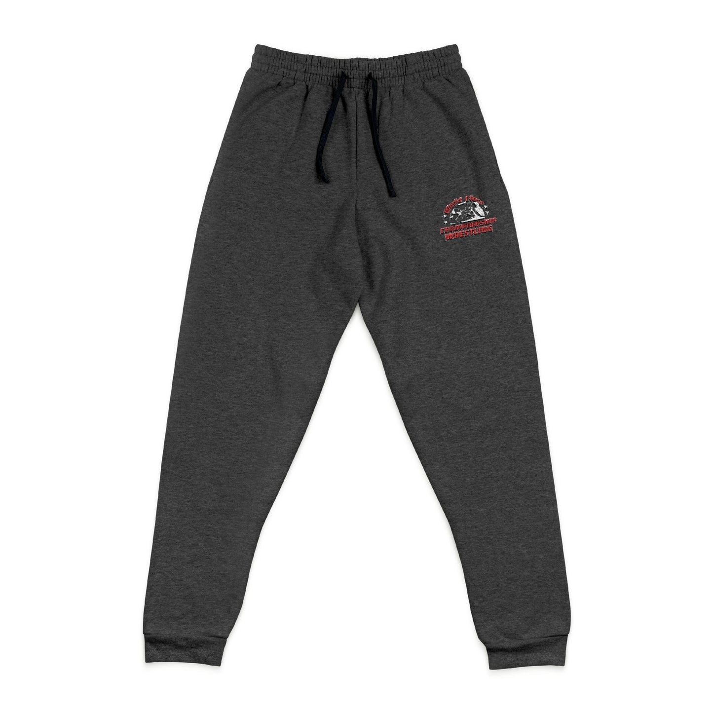 Embroidered Logo WCCW Unisex Joggers - Black / Heather Black