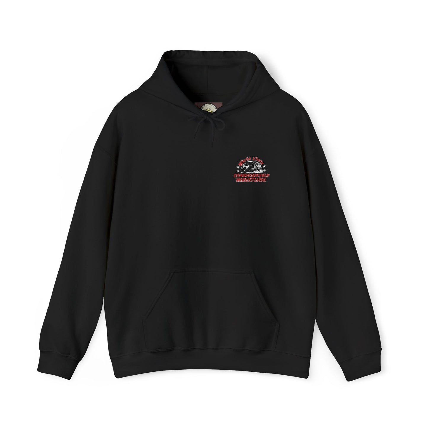 WCCW Embroidered Logo Unisex Heavy Blend Hooded Sweatshirt - Black / Dark Heather Gray